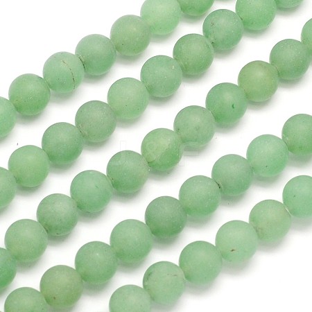 Frosted Round Natural Green Aventurine Beads Strands G-N0166-54-6mm-1