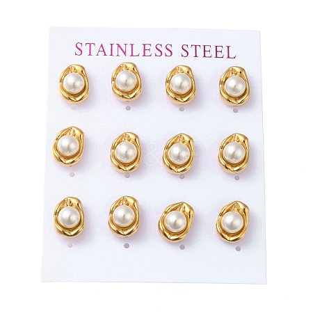 PVD Vacuum Plating 304 Stainless Steel Stud Earring EJEW-C099-01G-1