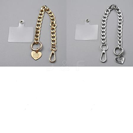 Gorgecraft 2 Sets 2 Colors Alloy Phone Hand Strap Chains with Heart Charm DIY-GF0007-29-1