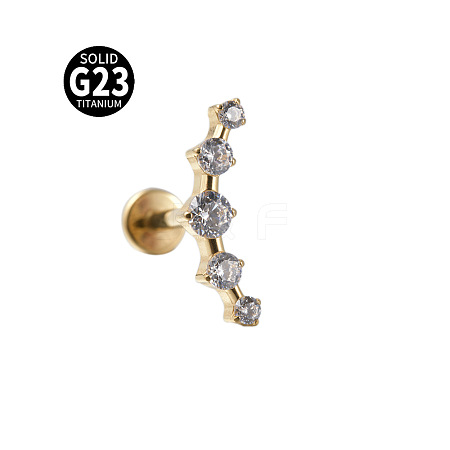 G23 Titanium with Clear Cubic Zirconia Threadless Labrets WG8E19F-06-1