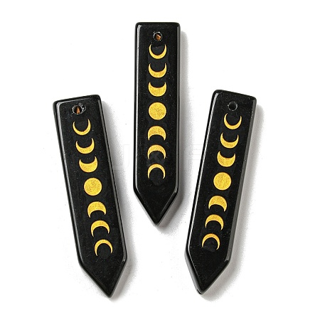 Natural Obsidian Moon Phase Pendants G-C145-01C-1