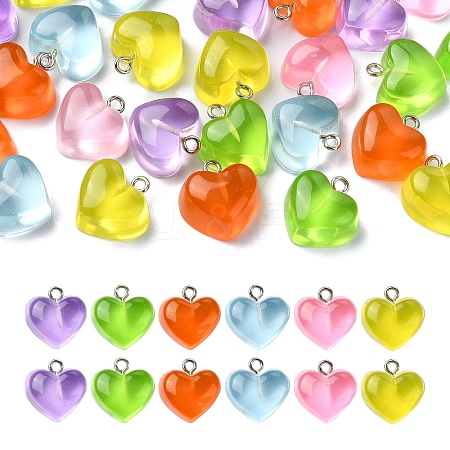 30Pcs 6 Colors Transparent Resin Pendants RESI-YW0001-75-1