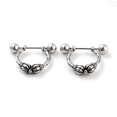 Crown 316 Surgical Stainless Steel Shield Barbell Hoop Earrings EJEW-Z050-53AS-1