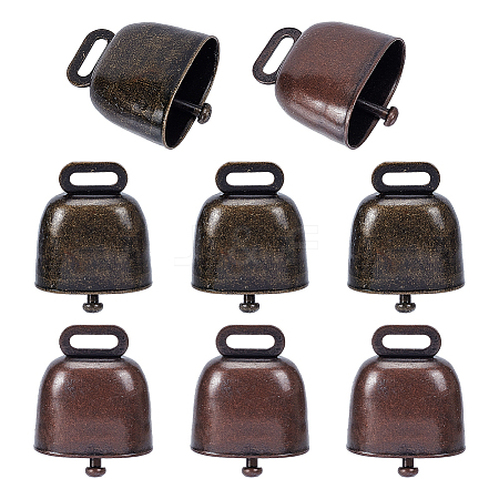  12Pcs 2 Colors Retro Iron Bell Pendants IFIN-NB0001-59-1