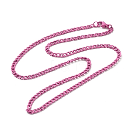 Spray Painted 201 Stainless Steel Curb Chain Necklaces NJEW-R258-01B-1