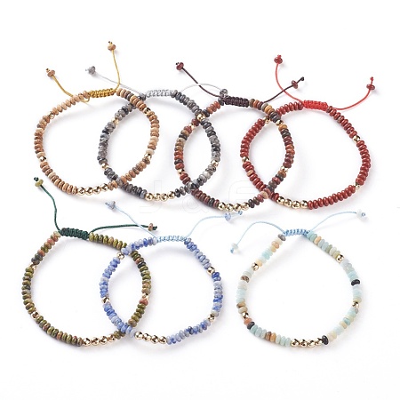 Natural Mixed Gemstone Braided Bead Bracelets BJEW-O175-C-1