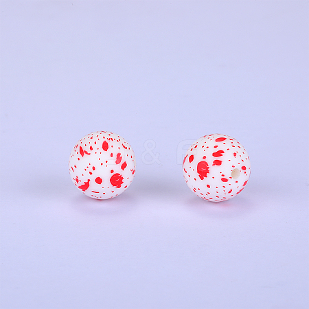 Printed Round Silicone Focal Beads SI-JX0056A-219-1