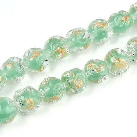 Handmade Gold Foil Glass Beads Strands FOIL-N029-04B-1