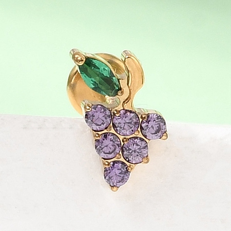 F136 Titanium Pave Cubic Zirconia Fruit Internally Threaded Labrets ME-CBA9828-06C-G-1