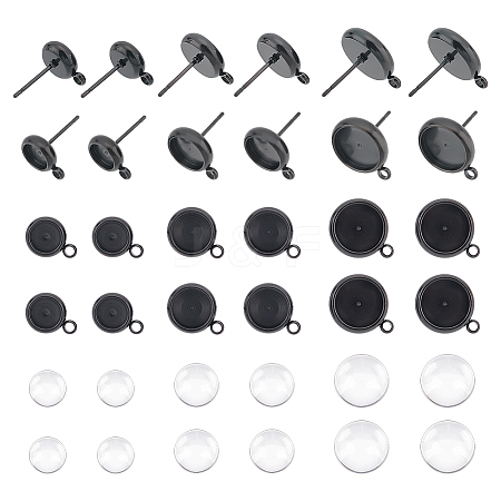 Unicraftale DIY Blank Dome Stud Earring Making Kit STAS-UN0040-32-1