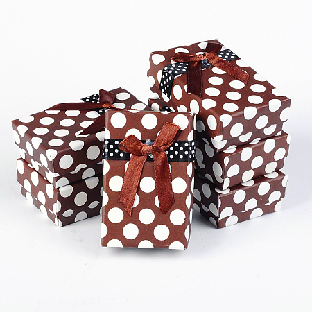 Rectangle Polka Dot Printed Cardboard Jewelry Boxes CBOX-E002-3-1