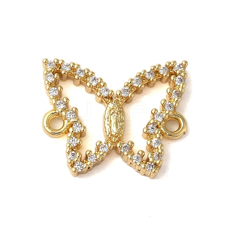 Rack Plating Brass Pave Clear Cubic Zirconia Hollow Butterfly Connector Charms KK-C067-07G-1