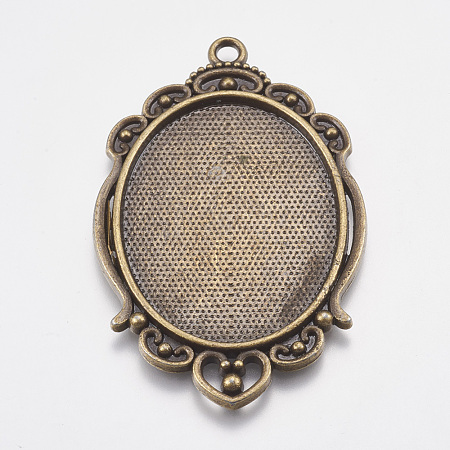Tibetan Style Pendant Cabochon Settings X-TIBEP-A22962-AB-FF-1