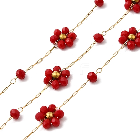Handmade 304 Stainless Steel Beaded Chains CHS-L031-08G-05-1