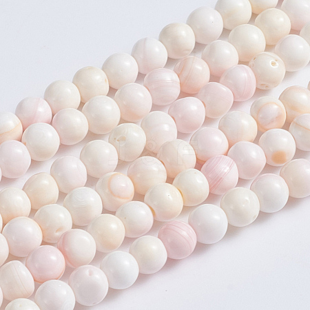 Natural Pink Shell Beads Strands X-SSHEL-L016-18A-1