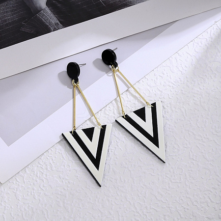 Acrylic Stripe Dangle Stud Earrings FS-WG5637F-01-1