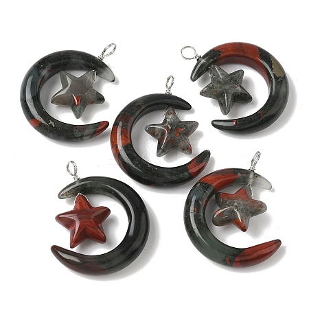 Natural Afican Bloodstone Pendants G-Z086-01P-16-1