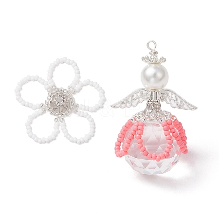2Pcs 2 Styles Glass Seed Bead Pendants PALLOY-MZ00710-04-1
