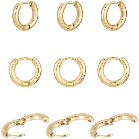 10 Pairs Ion Plating(IP) 304 Stainless Steel Huggie Hoop Earrings EJEW-BBC0002-19A-1