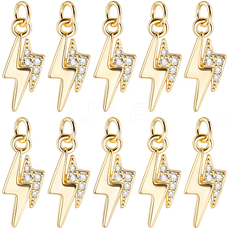 10Pcs Brass Micro Pave Cubic Zirconia Pendants KK-BBC0028-54-1