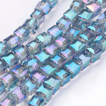 Electroplate Glass Bead Strands X-EGLA-R064-6mm-09-1