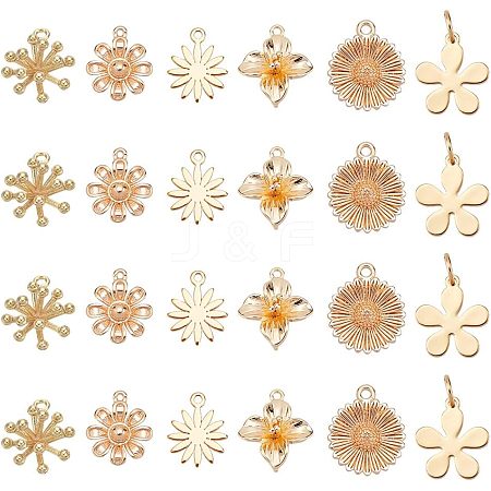 SUPERFINDINGS 24Pcs 6 Style Brass Charms KK-FH0003-86-1