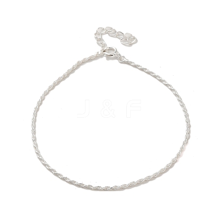 925 Sterling Silver Rope Chain Bracelets for Women BJEW-E101-01S-05-1