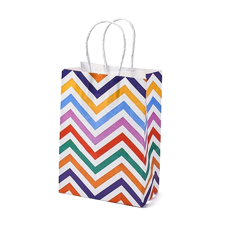 Wave Shaped Print Paper Packing Tote Bags LS-CARB-R001-01C-1