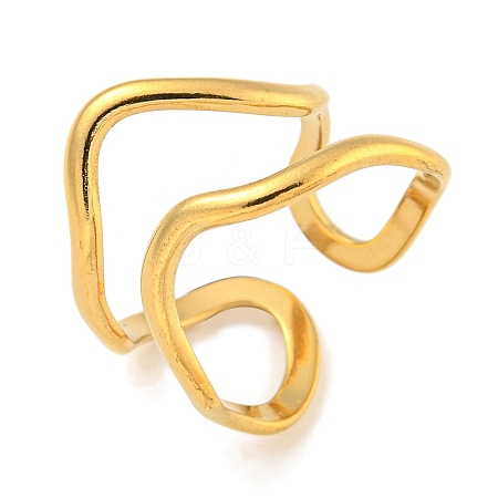 Ion Plating(IP) 304 Stainless Steel Irregular Open Cuff Ring for Women X-RJEW-A043-26G-1
