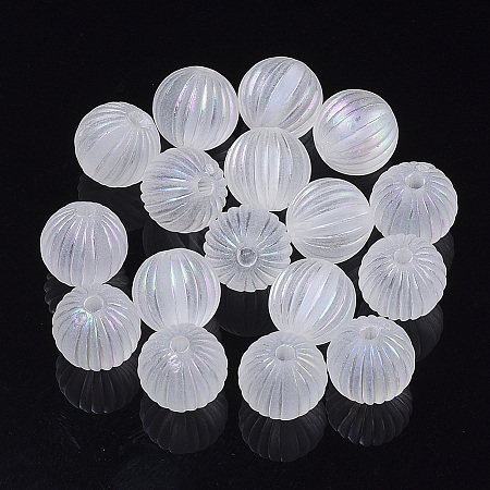 Transparent Corrugated Melon Acrylic Beads LS-X-TACR-R142-01-1