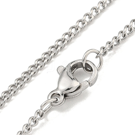 Non-Tarnish 201 Stainless Steel Curb Chain Necklaces for Women and Men NJEW-F322-08P-1