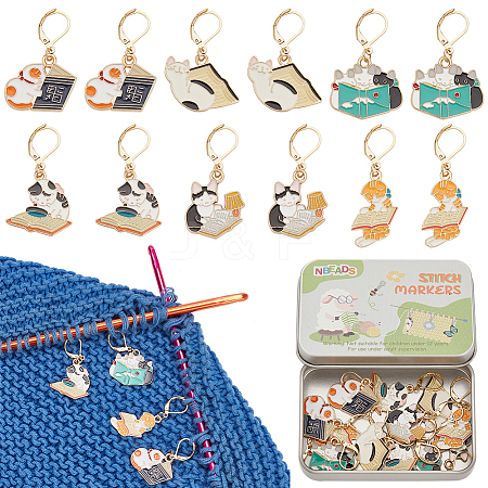 Alloy Enamel Pendant Locking Stitch Marker HJEW-NB00108-1