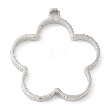 Non-Tarnish 304 Stainless Steel Open Back Bezel Flower Pendants STAS-Z040-13P-1