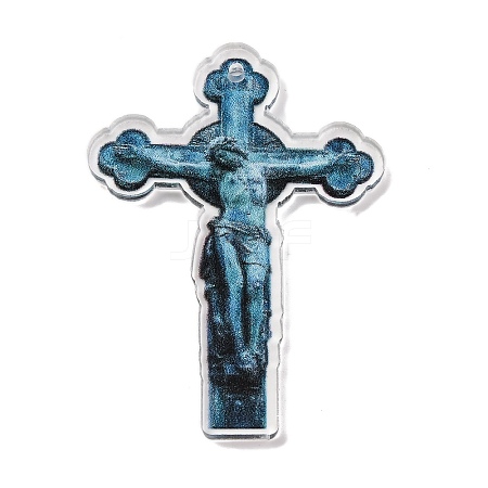 Opaque Acrylic Cross Theme Pendants OACR-I010-04D-1