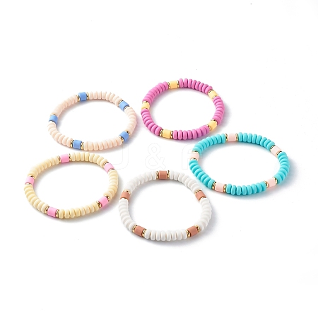 Handmade Polymer Clay Beads Stretch Bracelets BJEW-JB06497-1