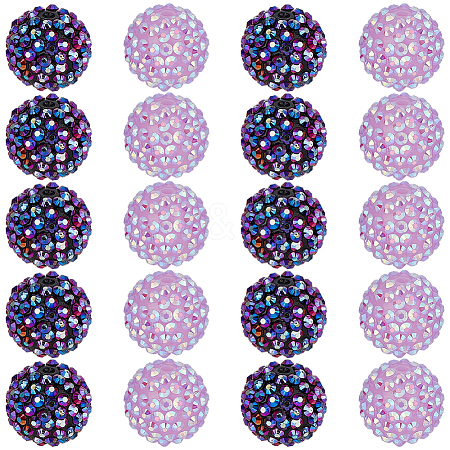 40Pcs 2 Colors AB-Color Resin Rhinestone Beads RESI-PA0001-28-1