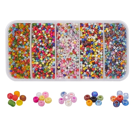 6300Pcs 5 Styles Glass Seed Beads SEED-YW0001-18-1