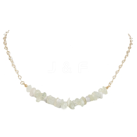 Natural New Jade Chip Bib Necklaces NJEW-JN04950-01-1