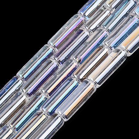 Electroplate Transparent Glass Beads Strands EGLA-Q132-02A-C03-1