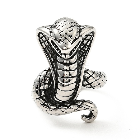 316 Stainless Steel Snake Finger Ring RJEW-C030-05E-AS-1