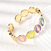 Brass Enamel Colorful Oval with Virgin Mary Open Cuff Bangles BJEW-K296-01G-3