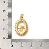 Oval with Eagle Rack Plating Brass Micro Pave Clear Cubic Zirconia Pendants KK-K377-21G-3