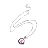 Glass Flat Round Pendant Necklace with Brass Chain NJEW-A003-01E-1
