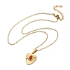 304 Stainless Steel Red Cubic Zirconia Heart Pendant Necklaces NJEW-S439-06G-4