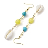 Cowrie Shell and Synthetic Turquoise & Natural Mashan Jade Dangle Earrings for Women EJEW-JE05814-4