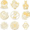 Olycraft 9Pcs 9 Styles Custom Carbon Steel Self-adhesive Picture Stickers DIY-OC0009-14C-1