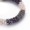 Crochet Glass Beads Braided Stretch Bracelet BJEW-T016-08K-2