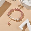 Natural Strawberry Quartz & White Moonstone & Pearl Beaded Stretch Bracelet with Tassel Charms for Women BJEW-JB09009-01-2
