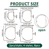 8Pcs 4 Styles Iron Screw Carabiner Lock Charms FIND-FH0014-46-2