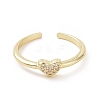 Clear Cubic Zirconia Heart Open Cuff Ring RJEW-E072-13G-2